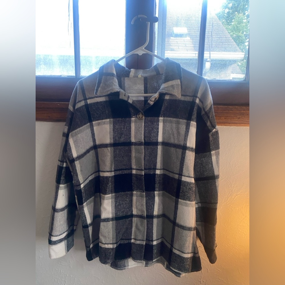 Plaid Button-Up Jacket